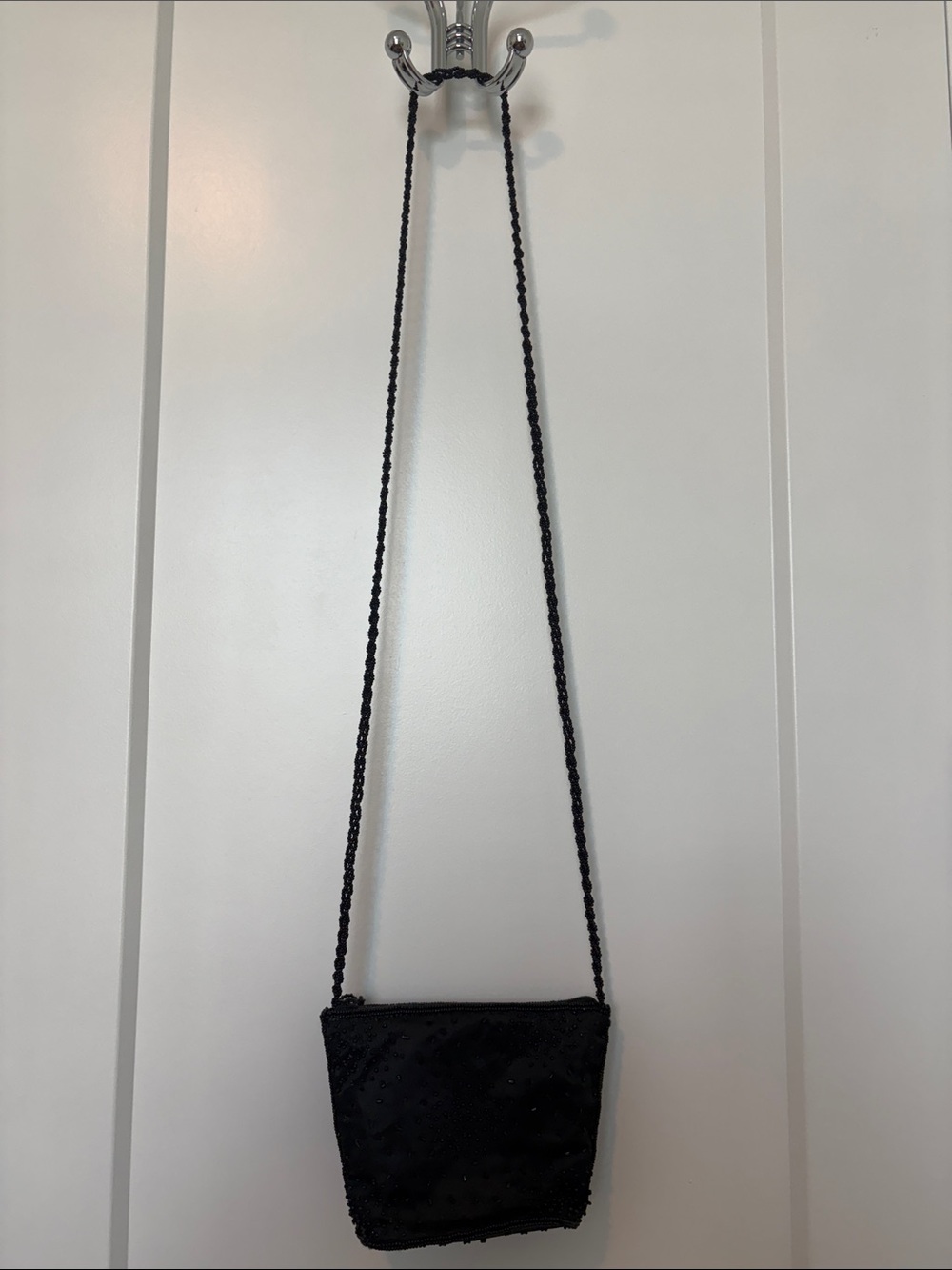 Vintage La Regale Black Beaded Crossbody Bag